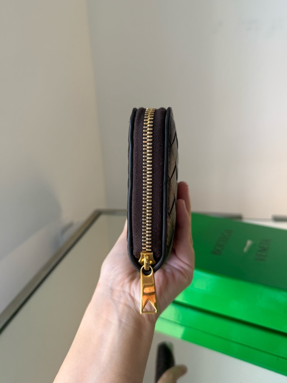 New Bottega Veneta Woven Leather & Canvas Zip Wallet - Picture 3 of 7